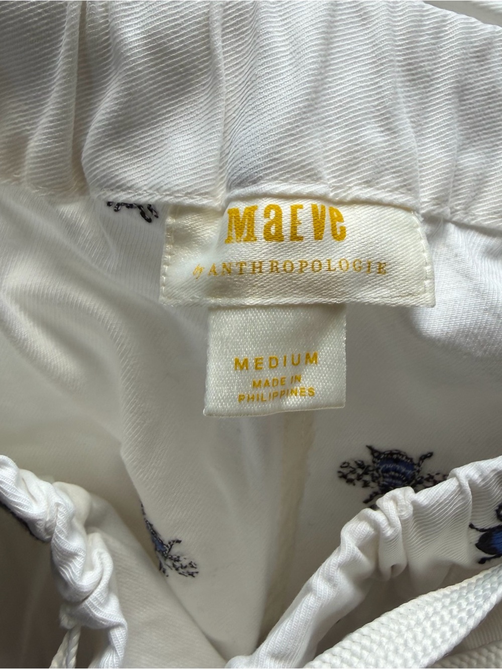 Maeve White Track-Stripe Embroidered Straight Leg Pants with Drawstring Waist - Picture 5 of 5